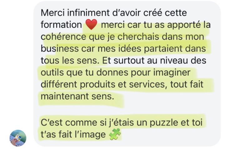 Message de Oriane sur Strategy Blueprint