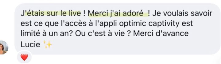 Message de Lucie sur Optimic