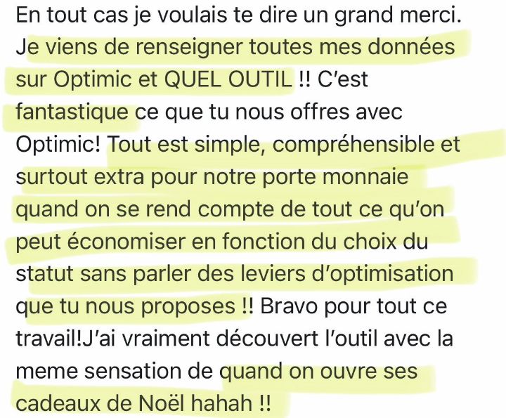 Message de Colline sur Optimic