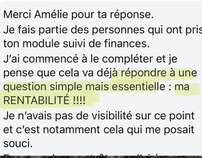 Message de Sandra sur Suivi Finances